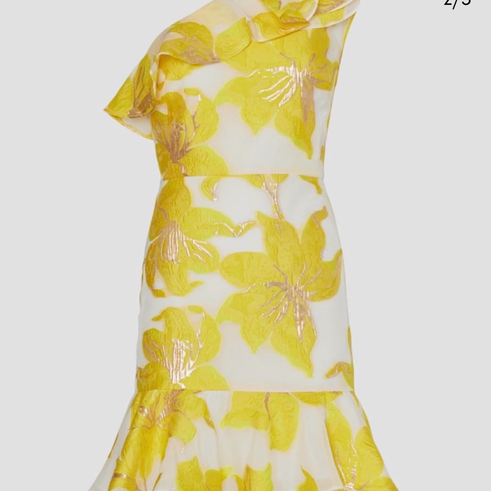 Yellow Floral One-Shoulder Women’s Dress